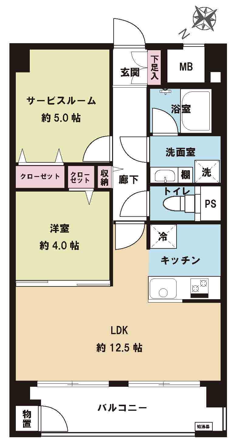 東建マンション学芸大(2LDK/3階)の間取り写真
