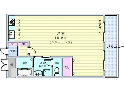 フェニックス豊中II(ワンルーム/2階)の間取り写真