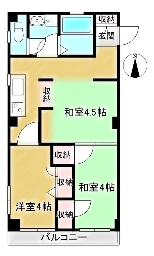 I・S KITADA(3K/2階)の間取り写真