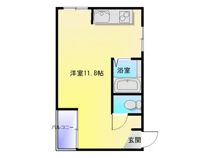 久宝寺コーポラスA(ワンルーム/1階)の間取り写真