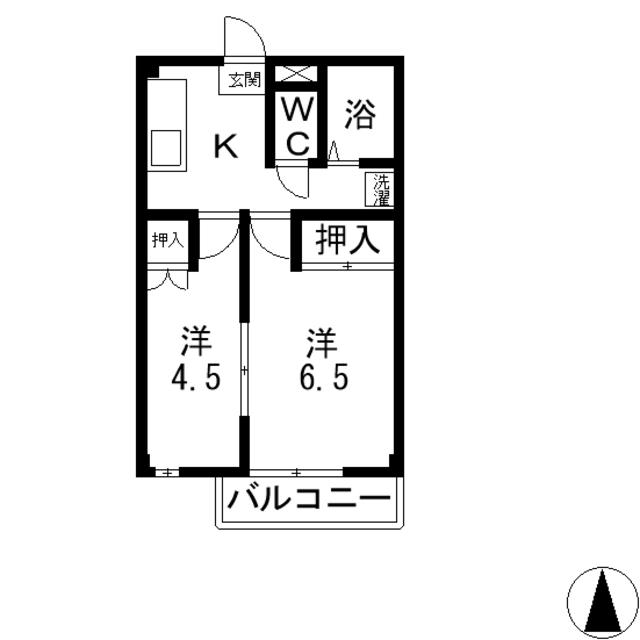 アルファー二子(2K/3階)の間取り写真