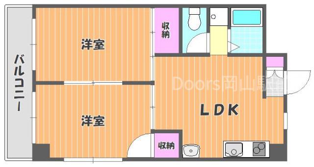 アミティー山崎(2LDK/2階)の間取り写真