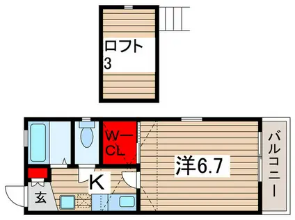 ハーモニーA(1K/2階)の間取り写真