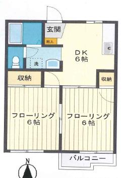 コマースはた(2DK/2階)の間取り写真