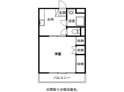 ことぶきコーポ(1DK/2階)の間取り写真