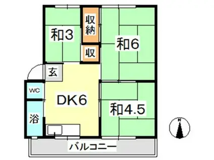 大橋マンション(3DK/2階)の間取り写真