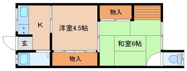 双葉荘(2K/2階)の間取り写真