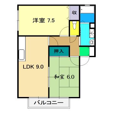 ハイツフルール(2LDK/2階)の間取り写真