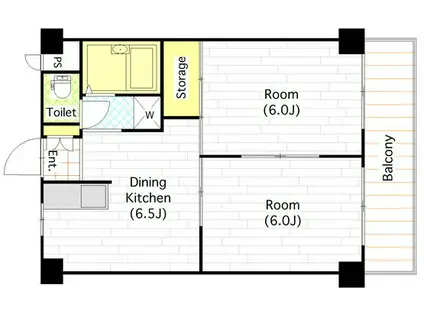 リベラルパレス平野(2DK/4階)の間取り写真