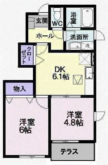 チェリーミルA(2DK/1階)の間取り写真