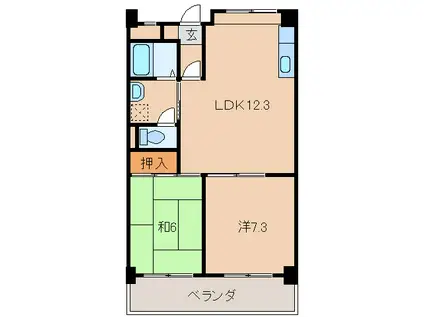 メゾン山水(2LDK/2階)の間取り写真