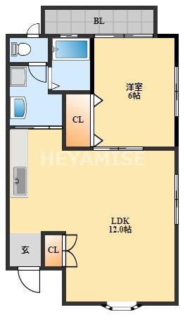 ヴィラ花水木(1LDK/1階)の間取り写真