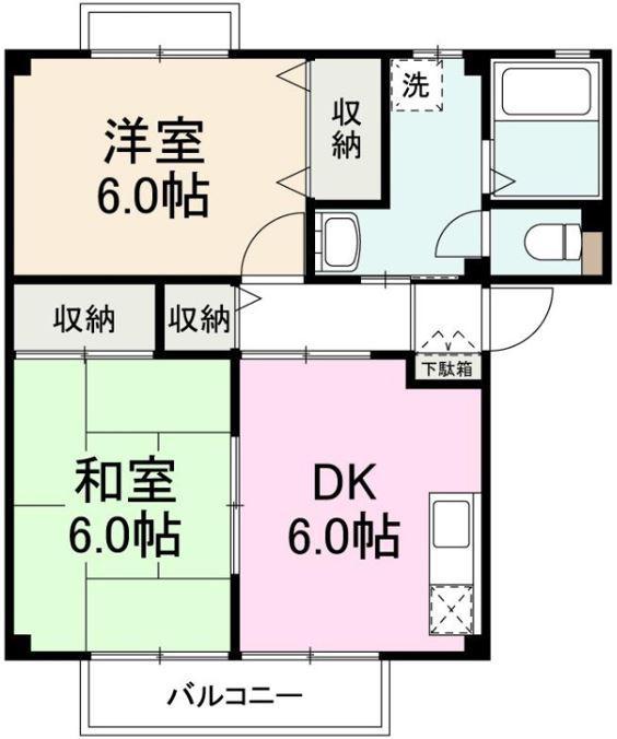 高松琴平電鉄琴平線 太田駅(高松) 徒歩12分 2階建 築30年(2DK/1階)の間取り写真