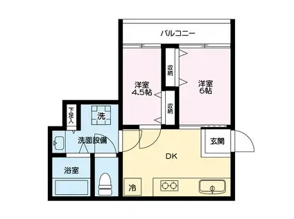 賃貸マンション(上板橋駅まで徒歩1分)(2DK/3階)の間取り写真