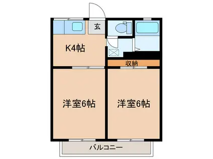 グランディール(2K/2階)の間取り写真