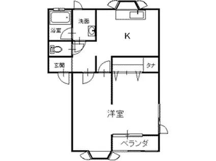 コーポ21(1DK/2階)の間取り写真