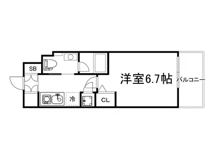 レオンコンフォート谷町六丁目(1K/12階)の間取り写真