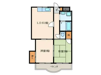 稲野駅前やのビル(2LDK/5階)の間取り写真