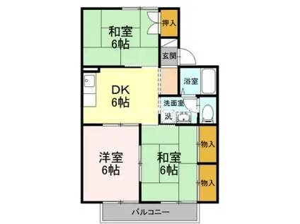 プリオールエフA棟(3DK/2階)の間取り写真