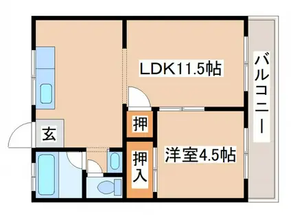 藤マンション(1LDK/2階)の間取り写真