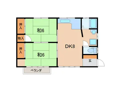 コーポ成田2号棟(2DK/2階)の間取り写真
