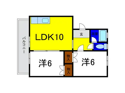 矢田マンション(2LDK/3階)の間取り写真