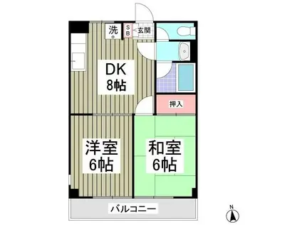 サンヴィレッジ(2DK/2階)の間取り写真