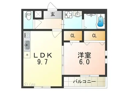 フジパレス日根野駅南I番館(1LDK/2階)の間取り写真