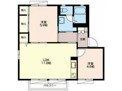 第2グランド―ルC(2LDK/1階)の間取り写真