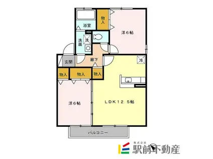 エスポワール昭和B棟(2LDK/2階)の間取り写真