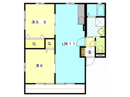 パティオA(2LDK/1階)の間取り写真