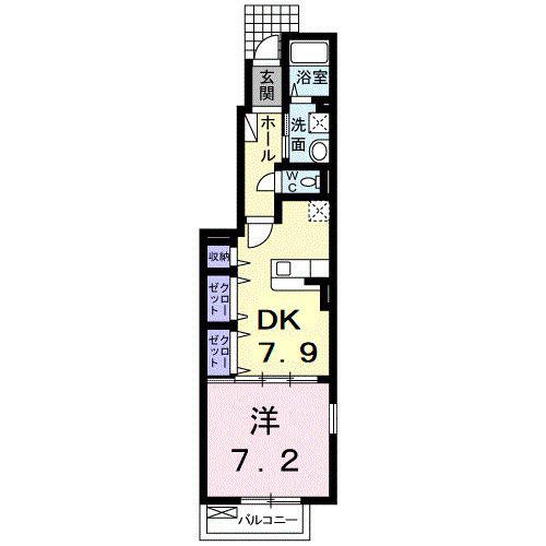 シトラス(1DK/1階)の間取り写真