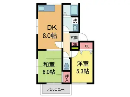 エントピアIII(2DK/3階)の間取り写真