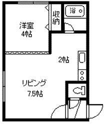 第2フラワーハイツ(1DK/2階)の間取り写真