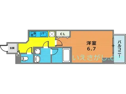 アドバンス神戸ラフィナート(1K/8階)の間取り写真