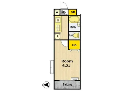 スカイパレス若宮(1K/2階)の間取り写真
