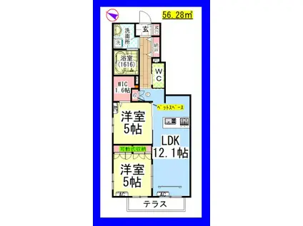 AF ペット共生・セトラアート(2LDK/1階)の間取り写真