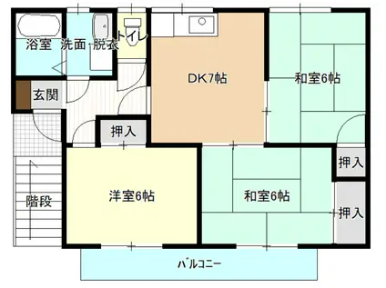 ルミエール石堂(3DK/2階)の間取り写真