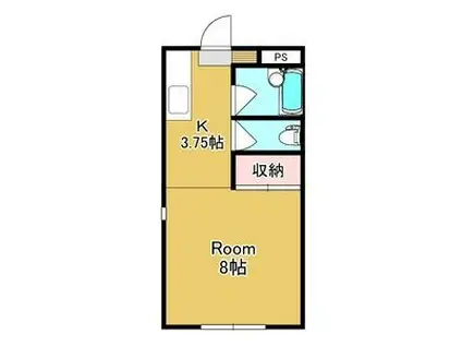 アルファ・K(ワンルーム/1階)の間取り写真