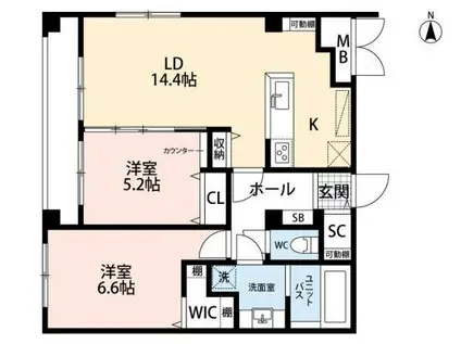 LALBA DI SECONDO(2LDK/5階)の間取り写真