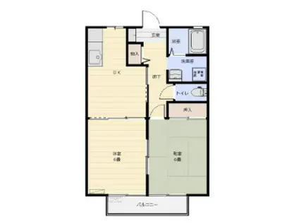 サンメイト(2DK/2階)の間取り写真