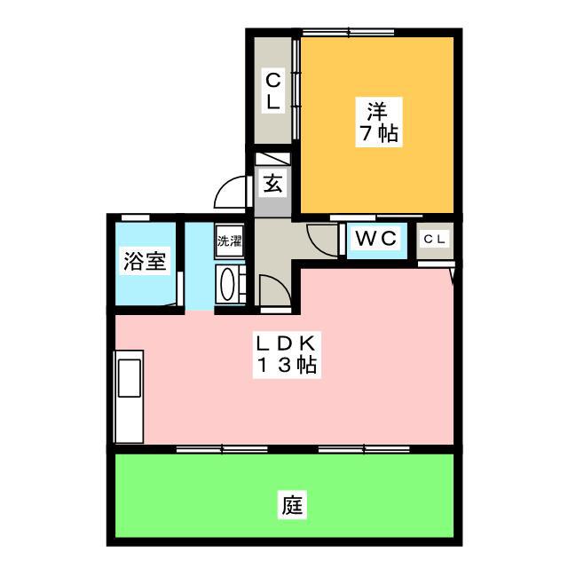 スカイハイツE(1LDK/1階)の間取り写真