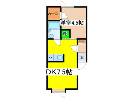 アビタシオン芦野(1DK/1階)の間取り写真