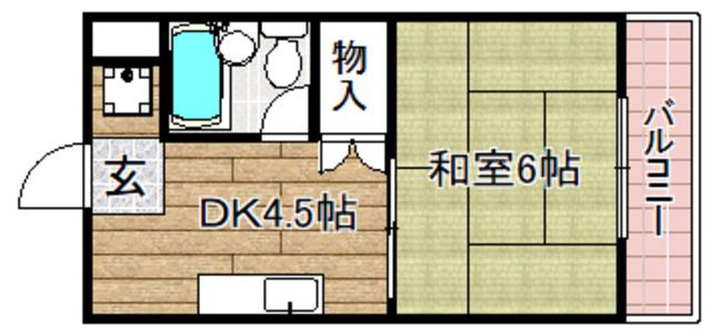 エステートピアみどりが丘(1DK/2階)の間取り写真