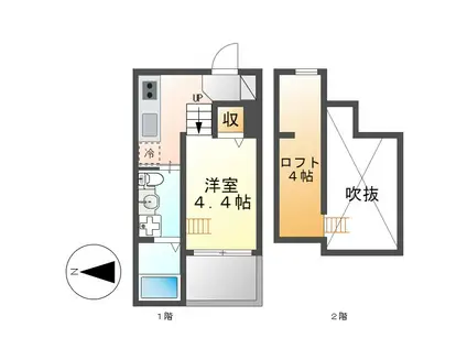 CASADOMANI八熊(1K/2階)の間取り写真
