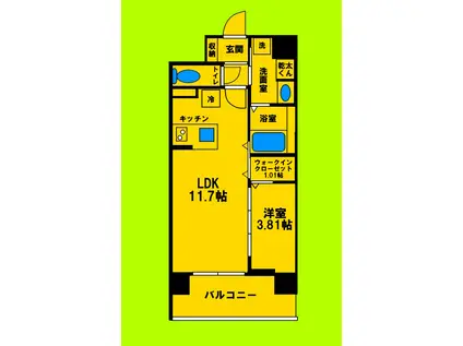 ワーブ吹田江坂(1LDK/3階)の間取り写真