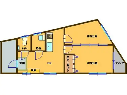コガチビル(2DK/3階)の間取り写真