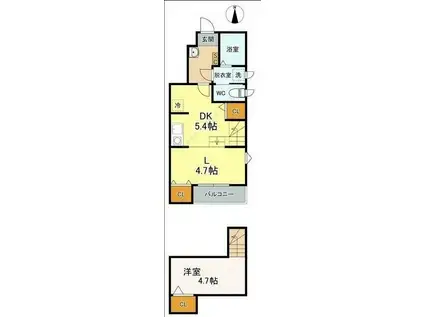 ルミエール・エタンセルSIX(1LDK/1階)の間取り写真