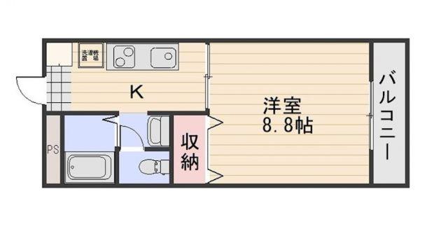 ディアスU III(1K/1階)の間取り写真