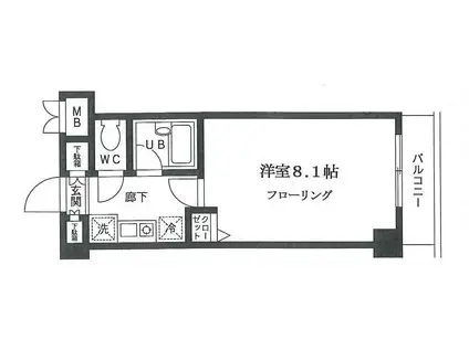 ドルックス横浜(1K/4階)の間取り写真